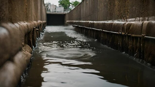 Sewage water flows through the sewage system.