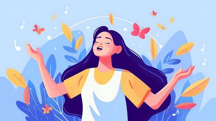 Infectious Happiness: Woman Singing with Blissful Joy
