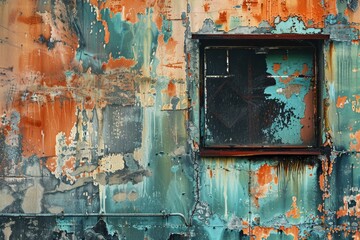 A rusted and weathered roof with a mix of red and blue colors