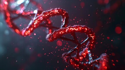 Close up of red and black structure DNA