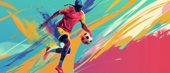 Futuristic Pop art color of sports, capturing the dynamic energy in minimal styles, illustration template