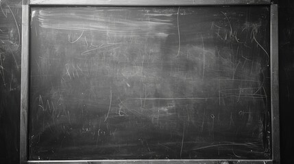 Blackboard on wooden table