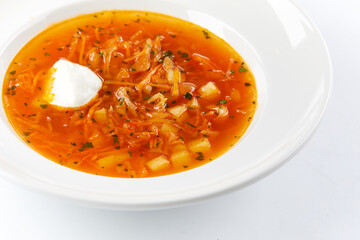 vegetable soup on the white