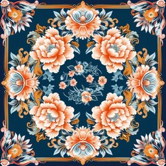 Thai art design celebrates Mothers Day with intricate floral patterns, weaving familial bonds into cultural fabric, showcased on a kawaii template sharpen with copy space