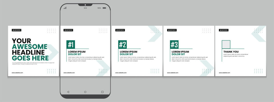 Set of LinkedIn carousel post, social media Instagram carousel post, modern and editable business carousel template design