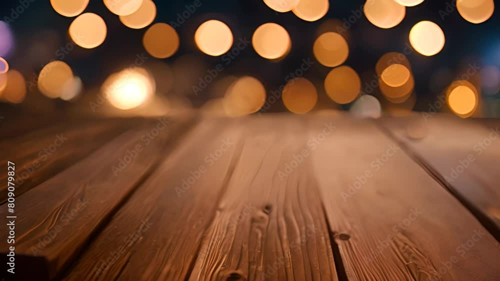 Aufkleber wooden table adorned with multiple lights generative ai
