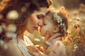 portrait of a woman with flowers   for mother day
