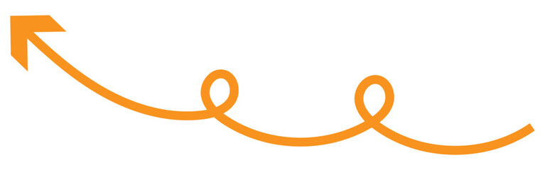 Orange long arrow to the left . vector, isolated. Orange arrow isolated on transparency background