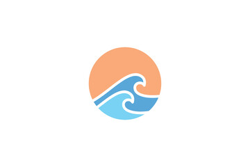 summer design with water and sun logo
