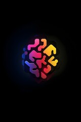Neuro Design: De Stijl Brain with Glowing Particle Effects