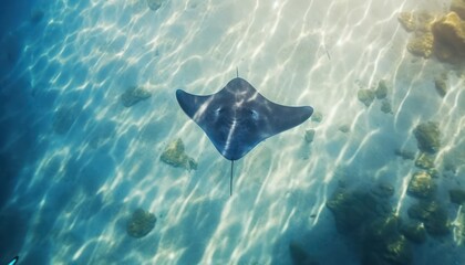 Giant Stingrays in the blue ocean, a stunning view of marine animals