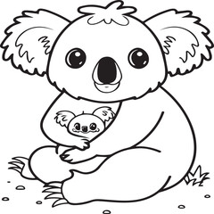 Koala Coloring Page for Kids stock illustration