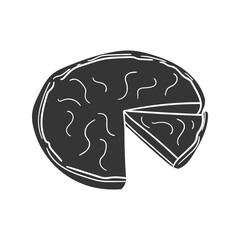 Pie Cake Icon Silhouette Illustration. Dessert Vector Graphic Pictogram Symbol Clip Art. Doodle Sketch Black Sign.