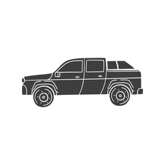 Pick up Icon Silhouette Illustration. Vehicles Vector Graphic Pictogram Symbol Clip Art. Doodle Sketch Black Sign.