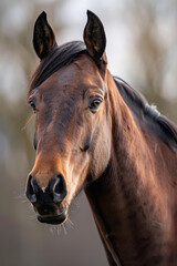 Majestic Horse Portrait Highlighting Striking Eyes and Texture  