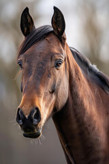 Majestic Horse Portrait Highlighting Striking Eyes and Texture 