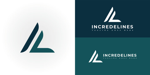 Abstract initial triangle letter IL or LI logo in deep blue-green color isolated on multiple background colors. The logo is suitable for sports gym company icon logo design inspiration templates.