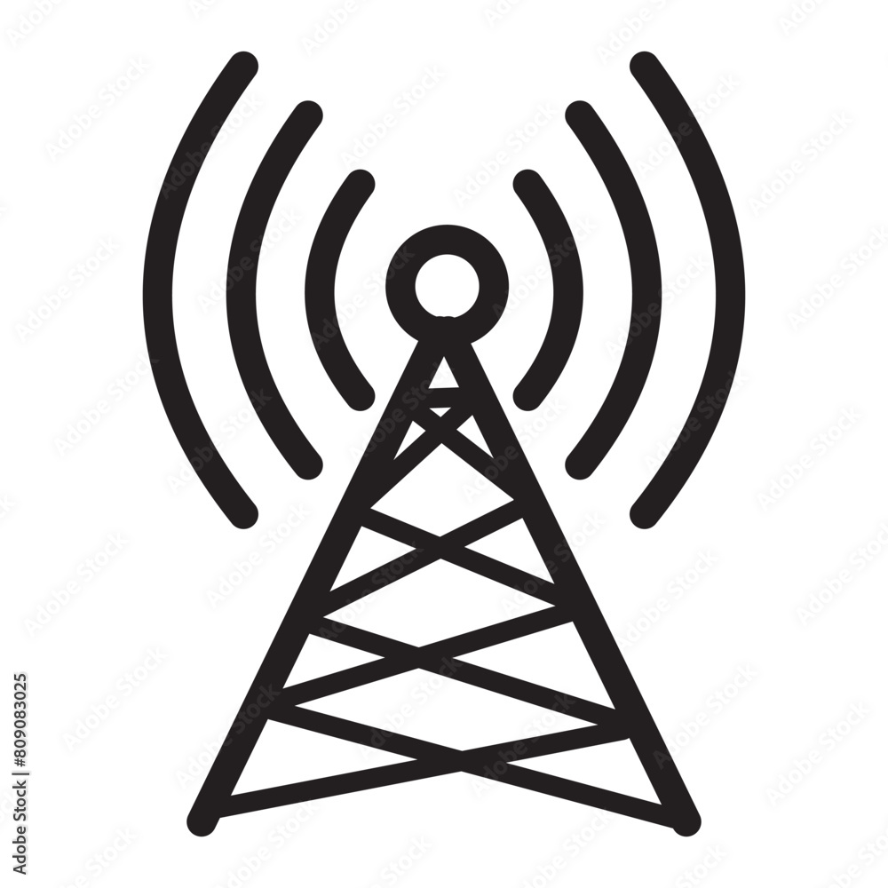 Poster antenna tower transmitting signal icon. telecommunication signs and symbols. radio tower vector icon