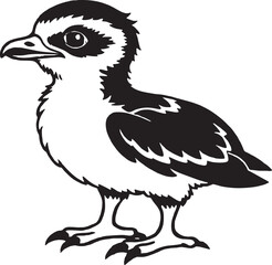 Black and White Silhouette Illustration of a Pigeon Bird