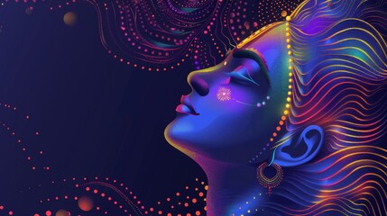 Colorful artwork in Hinduism god reminiscent of a Hindu god artwork.