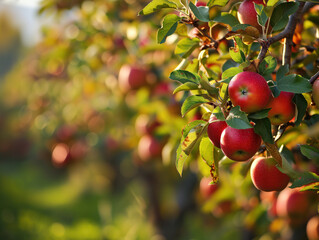 A proud apple tree, filled with luscious fruits, eagerly anticipates the harvest on a beautiful autumn day.