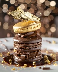 Indulging in a Chocolate Mousse Tower, Resplendent with Edible Gold Leaf