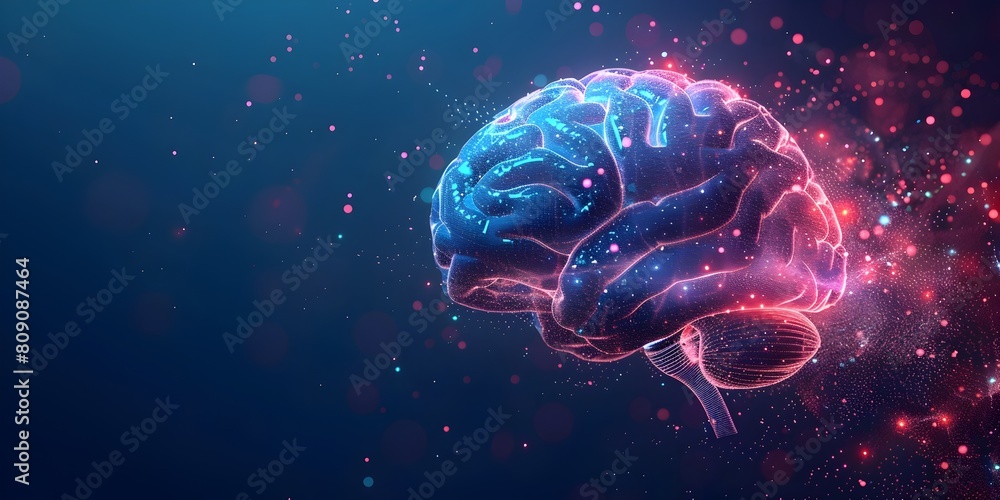 Poster futuristic brain visualization showcasing the advancements of artificial intelligence and machine le