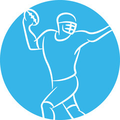American Football Player in Blue Circle
