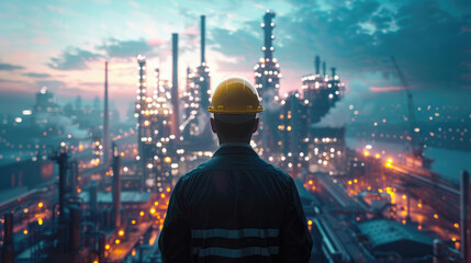 Engineer standing in front of petroleum
