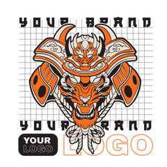 Samurai Tiger Head Vector Illustration
