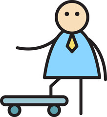 Businessman Riding Skateboard Stick Figure
