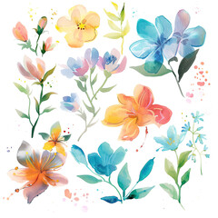 Obraz premium watercolor floral individual elements