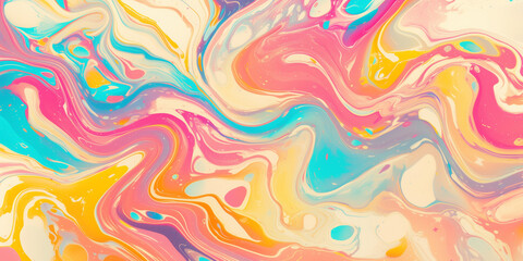 Fototapeta premium Vivid rainbow marble texture with swirling patterns