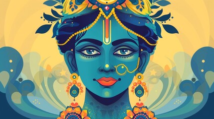 Colorful artwork in Hinduism god reminiscent of a Hindu god artwork.