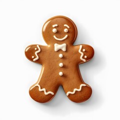 Obraz premium Gingerbread man cookie with glossy icing. Generative AI.