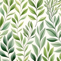 Obraz premium Green leaves pattern. Generative AI.