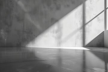 Monochrome image showing the play of light and shadows in an empty room, creating a serene atmosphere