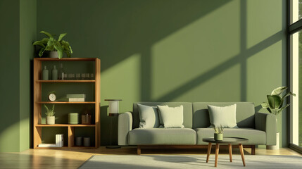 Sala de estar com um sofá verde pastel - wallpaper 