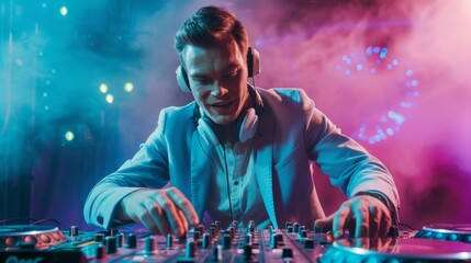 Obraz na płótnie Canvas DJ Performing at a Nightclub Event