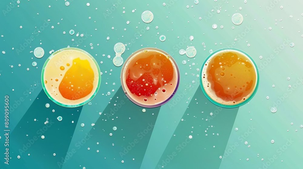Poster beer foam flat design top view refreshing theme animation triadic color scheme