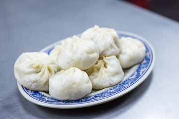 Steamed bun on the plate