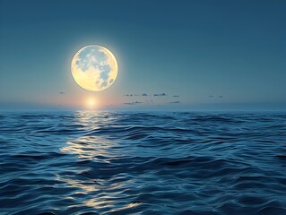 Tranquil Moonlit Ocean Waves Under Glimmering Night Sky Seascape