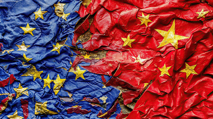 Europe ans China in harmony, flag, abstract
