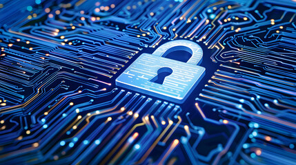 Enhancing cybersecurity measures within digital solutions to protect sensitive data, safety of information and data in online network, padlock on digital technology background