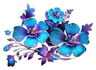 PNG Neon flowers pattern violet plant