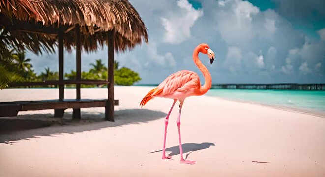 Flamingo on the beach.