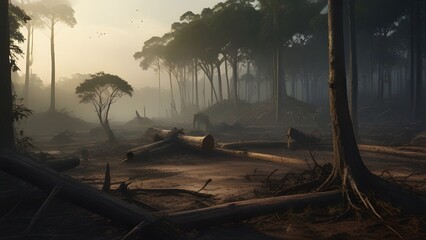 Obraz premium Deforestation in the forest: A Threat to Our Planet