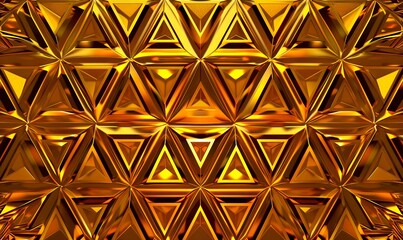 Gold background with triangles. A gold and black geometric background.