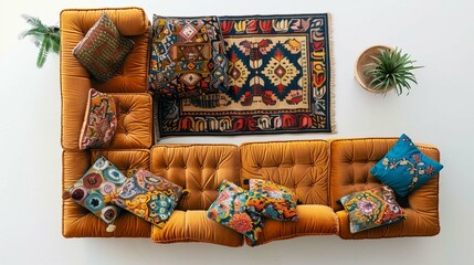 top view of Hippie Boho Style sofa set 