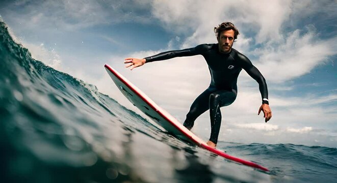 Man surfing a wave.